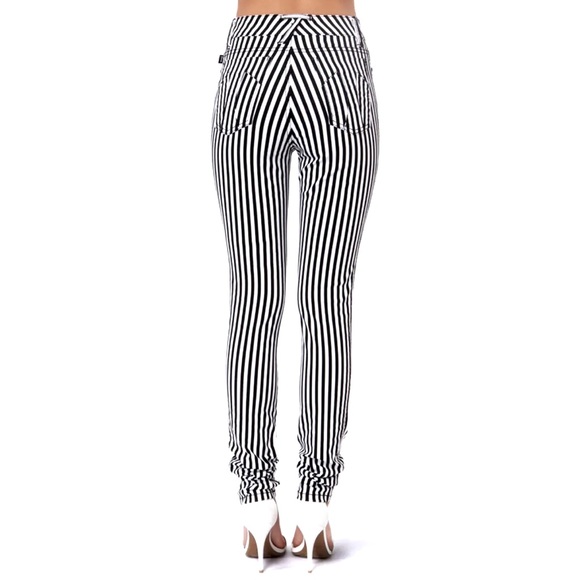 Tripp NYC Daang Goodman Striped High Waisted Skinny Jeans - Picture 4 of 11